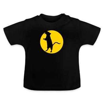 rat et lune - T-shirt bio col rond Bébé - noir - Devant