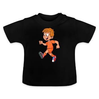 Football player national team Holland Oranje - Baby Organic T-Shirt with Round Neck - black - Front