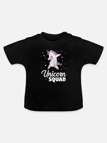 Dabbing Einhorn - Baby Bio-T-Shirt mit Rundhals - Schwarz