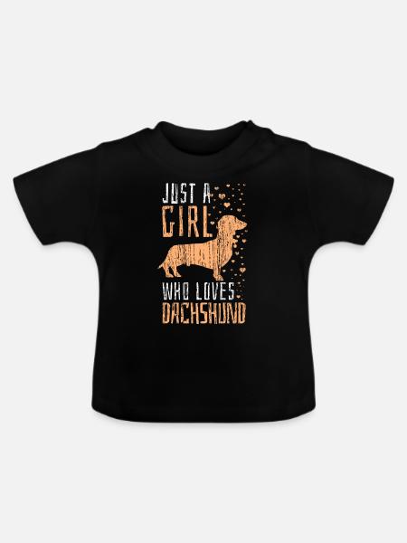 Dackel Hund - Baby Bio-T-Shirt mit Rundhals - Schwarz