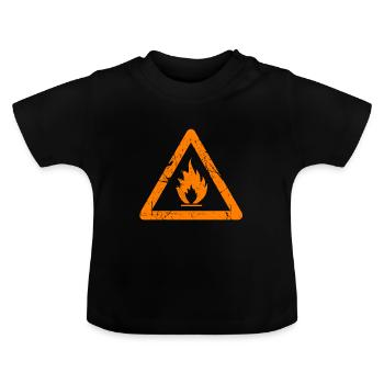 Flammable symbol textures gift - Baby Organic T-Shirt with Round Neck - black - Front