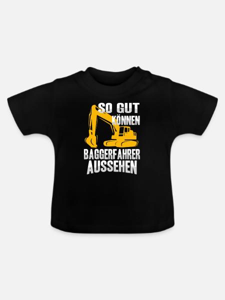 Baggerfahrer Bagger Baggern Baustelle - Baby Bio-T-Shirt mit Rundhals - Schwarz