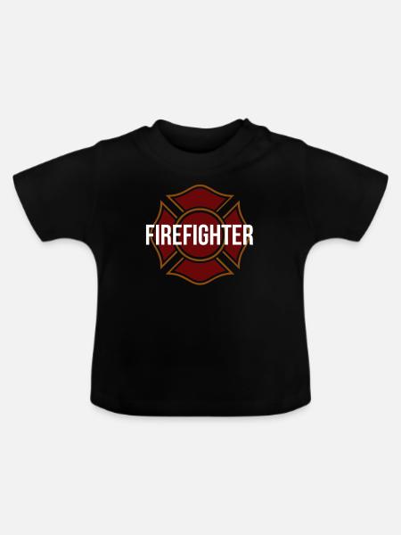 Feuerwehr Feuerwehrmann Freiwillige - Baby Bio-T-Shirt mit Rundhals - Schwarz
