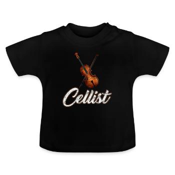 violoncelle - T-shirt bio col rond Bébé - noir - Devant
