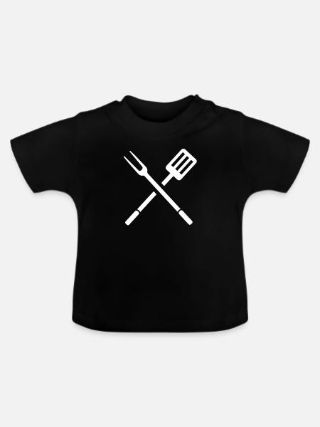 Grill Barbecue Griller Grillmeister BBQ - Økologisk T-shirt til baby, rund hals - sort