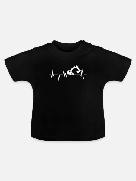 Bagger Baggern Herzschlag Baggerfahrer - Baby Bio-T-Shirt mit Rundhals - Schwarz
