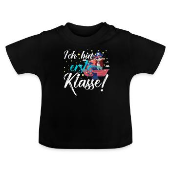 Je suis en première année - scolarisation, première année - T-shirt bio col rond Bébé - noir - Devant