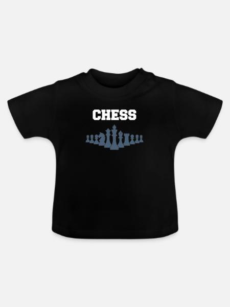 schaakspel - Økologisk T-shirt til baby, rund hals - sort