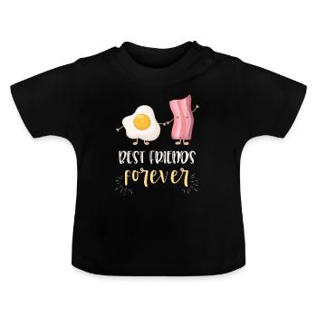 Niedliches Geschenk der Ei-Speck-besten Freunde BFF - Baby Bio-T-Shirt mit Rundhals - Schwarz - Vorne