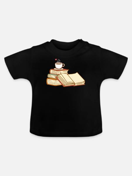 Bücherwurm - Baby Bio-T-Shirt mit Rundhals - Schwarz