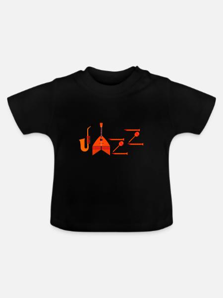 Instruments de musique Jazz Clef - T-shirt bio col rond Bébé - noir