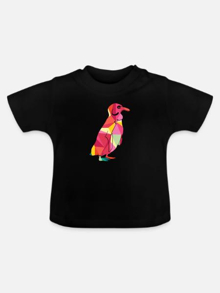 Pinguin Niedliches Tier - Baby Bio-T-Shirt mit Rundhals - Schwarz