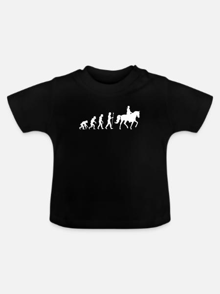 Horsewoman Riding Horse Evolution Rider - Økologisk T-shirt til baby, rund hals - sort