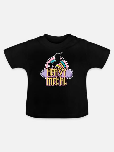 Einhorn Heavy Metall - Baby Bio-T-Shirt mit Rundhals - Schwarz