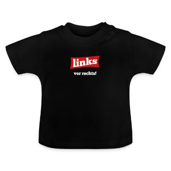 Against the right wing - Baby Organic T-Shirt with Round Neck - black - Front