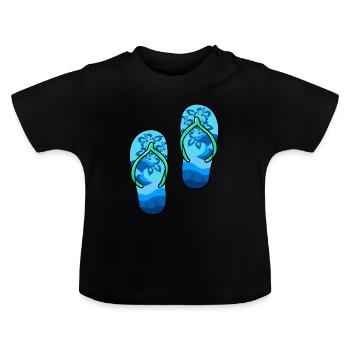 Flip Flops - Baby Bio-T-Shirt mit Rundhals - Schwarz - Vorne