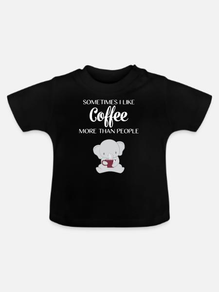 Elefant– Elefanten – Elefantenfan – Kaffee - Baby Bio-T-Shirt mit Rundhals - Schwarz