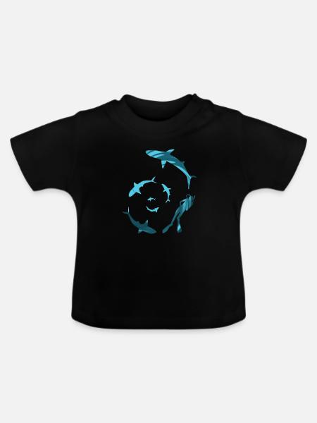 Schwimmen mit den Haien - Baby Bio-T-Shirt mit Rundhals - Schwarz