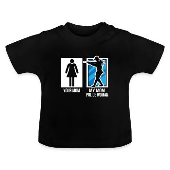 Logo police policier maman maman - T-shirt bio col rond Bébé - noir - Devant