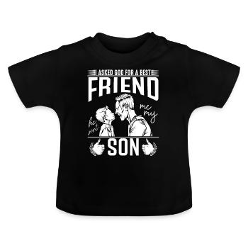 father and son - Baby Organic T-Shirt with Round Neck - black - Front
