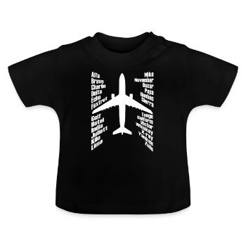 Flugzeug Pilot Flugplatz - Baby Bio-T-Shirt mit Rundhals - Schwarz - Vorne