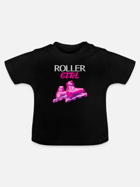 Rollschuhe - Baby Bio-T-Shirt mit Rundhals - Schwarz