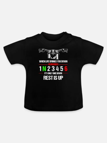 Only one down - Motocross, Enduro, Biker, Motorrad - Baby Bio-T-Shirt mit Rundhals - Schwarz