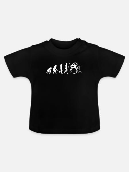 Schlagzeug Drummer Evolution Geschenk - Baby Bio-T-Shirt mit Rundhals - Schwarz