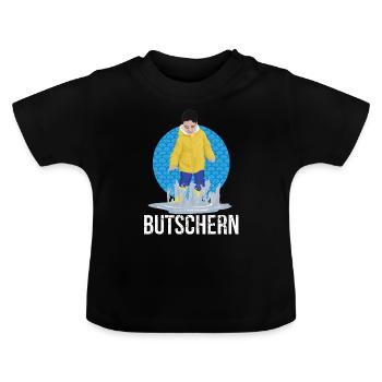 Lustiges Butschern Norden Platt - Baby Bio-T-Shirt mit Rundhals - Schwarz - Vorne