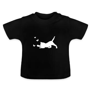 Papillon chat - T-shirt bio col rond Bébé - noir - Devant