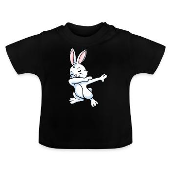 Rabbit Bunnies Dwarf Rabbit Dabbing Dance Gift - Baby Organic T-Shirt with Round Neck - black - Front