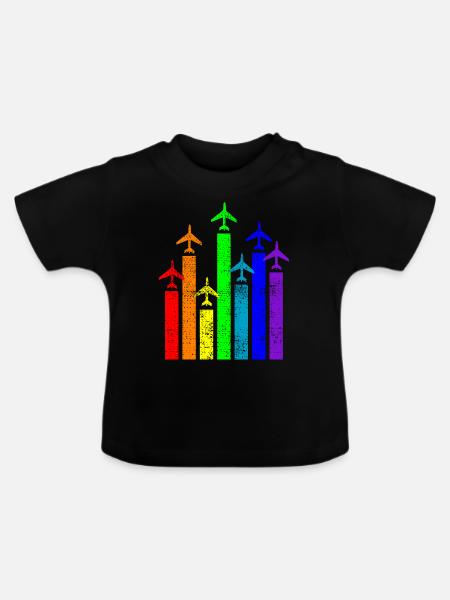 Pilot Flieger Flugzeug - Baby Bio-T-Shirt mit Rundhals - Schwarz