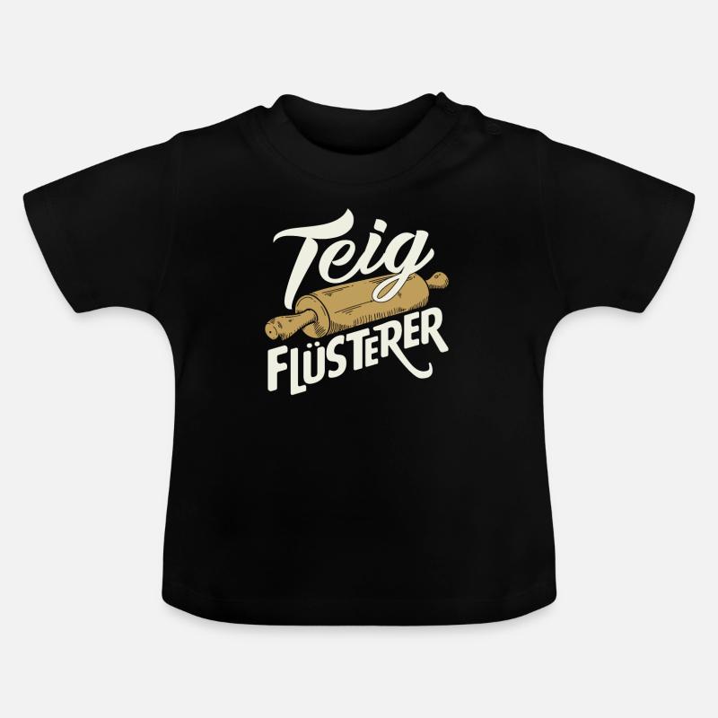 Backen Bäcker Spruch - Baby Bio-T-Shirt mit Rundhals - Schwarz