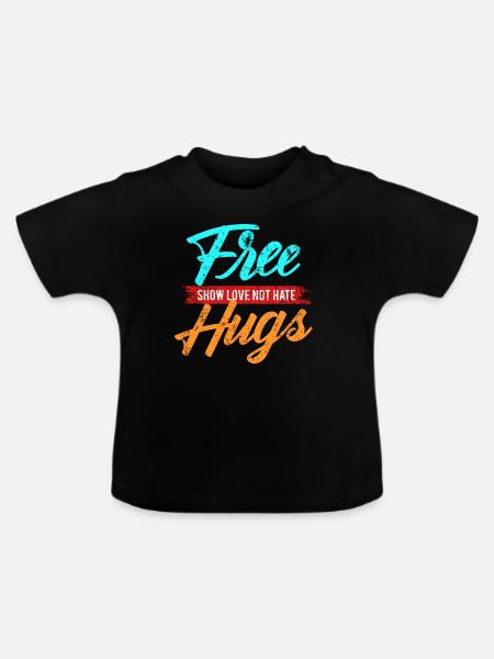 Umarmung Liebe - Baby Bio-T-Shirt mit Rundhals - Schwarz