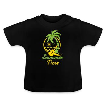 Chemise de plage amusante pour les vacances d'été - T-shirt bio col rond Bébé - noir - Devant