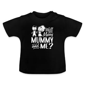 Proposition de mariage Marry Me Heitate me - T-shirt bio col rond Bébé - noir - Devant
