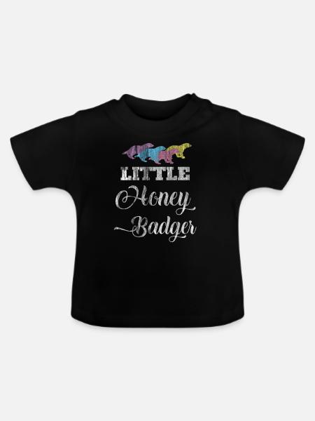 Honigdachs - Baby Bio-T-Shirt mit Rundhals - Schwarz