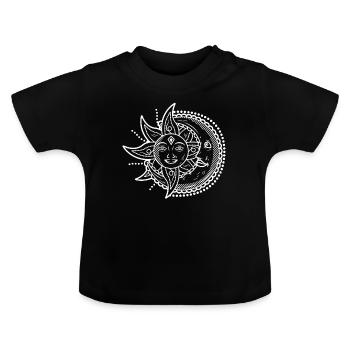soleil lune soleil lune bonne nuit demi lune yin yang - T-shirt bio col rond Bébé - noir - Devant