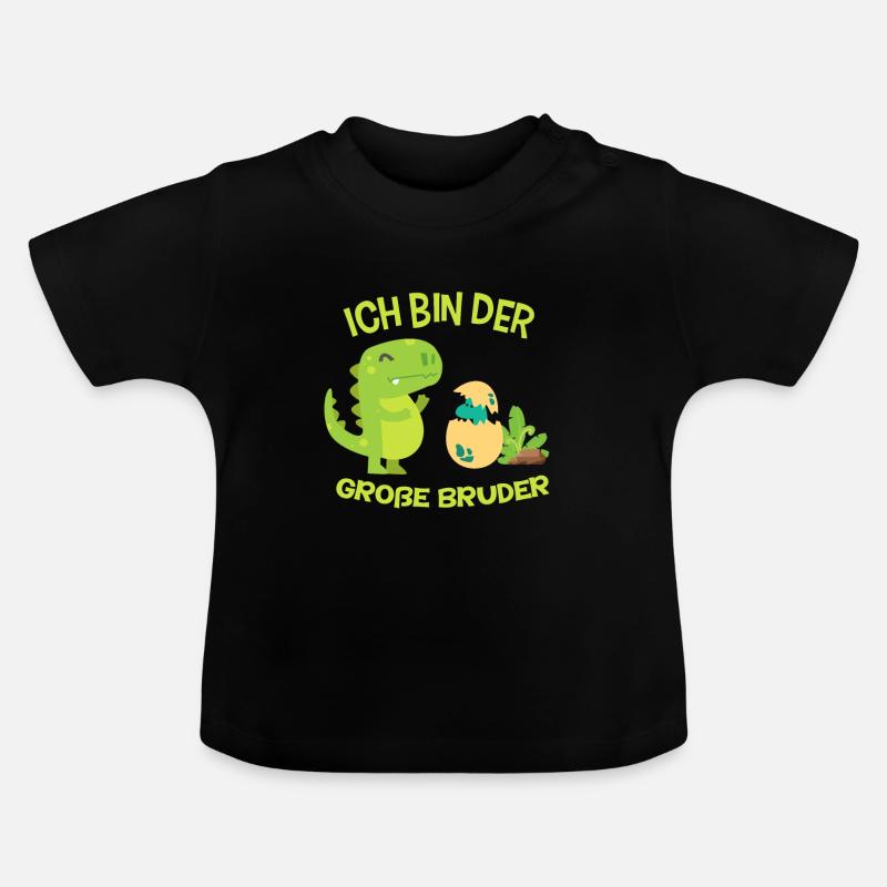 Ich bin der große Bruder Dinosaurier Dino Geschenk - Baby Bio-T-Shirt mit Rundhals - Schwarz
