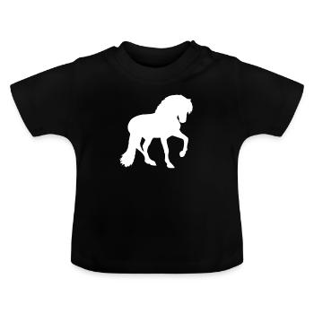chevaux - T-shirt bio col rond Bébé - noir - Devant