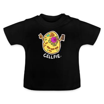 Biology postcards Cell-Fie - Baby Organic T-Shirt with Round Neck - black - Front