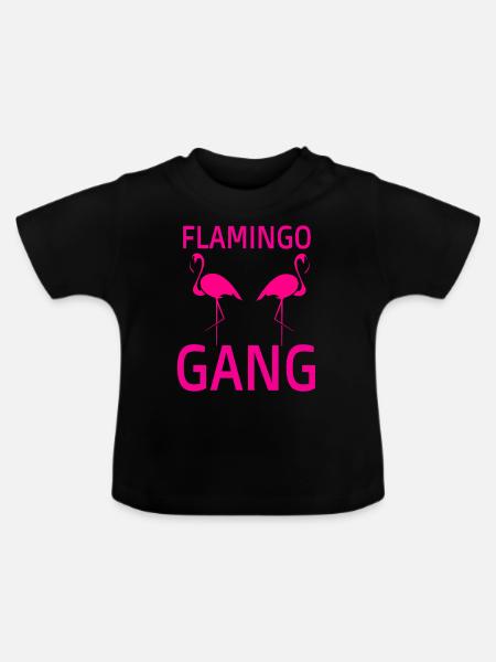 Flamingo Gang - Baby Bio-T-Shirt mit Rundhals - Schwarz
