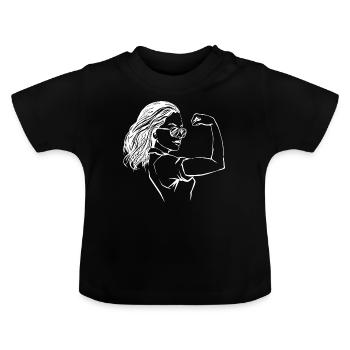 Frauenpower - Baby Bio-T-Shirt mit Rundhals - Schwarz - Vorne
