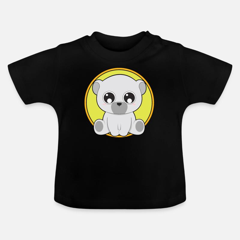 Süßer Eisbär niedliche Tiere - Baby Bio-T-Shirt mit Rundhals - Schwarz
