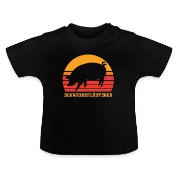 Schwein Schweineflüsterer Geschenk - Baby Bio-T-Shirt mit Rundhals - Schwarz - Vorne