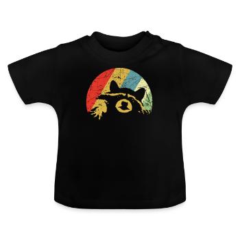The Troublemaker Raccoon - Baby Organic T-Shirt with Round Neck - black - Front