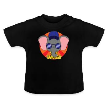 Animal cartoon éléphant gangster - T-shirt bio col rond Bébé - noir - Devant