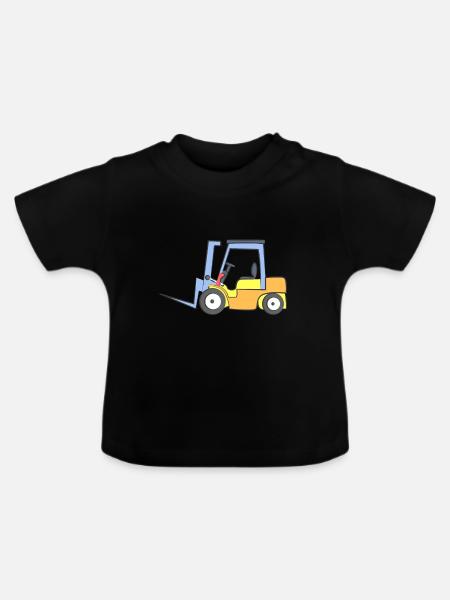 Gabelstapler Baumaschine - Baby Bio-T-Shirt mit Rundhals - Schwarz