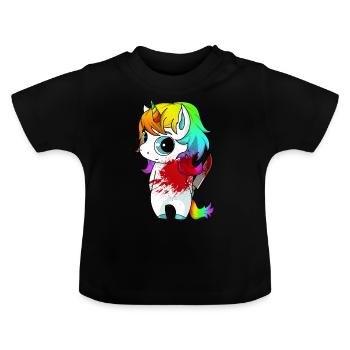 Licorne tueuse mignonne mais psycho - T-shirt bio col rond Bébé - noir - Devant