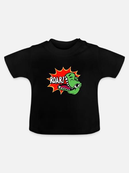 Dinosaur ROAR - Baby Bio-T-Shirt mit Rundhals - Schwarz